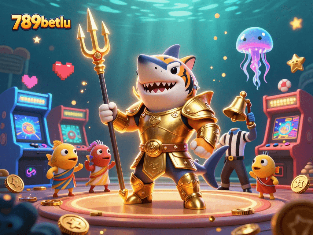 Engage with thrilling casino games at 789betlu, featuring a lively underwater arena with vibrant characters.