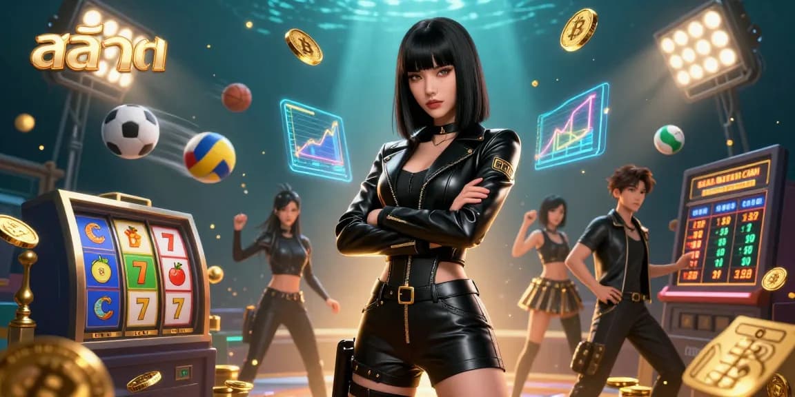 Spin สล็อต reels and win with dramatic characters and dynamic game elements in a vibrant casino atmosphere.