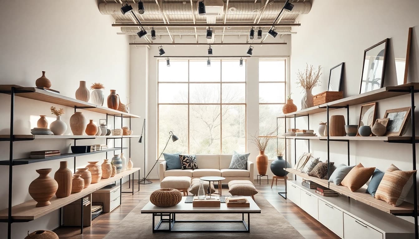 Showcasing unique furniture accessories supplier offerings in a bright, inviting showroom.