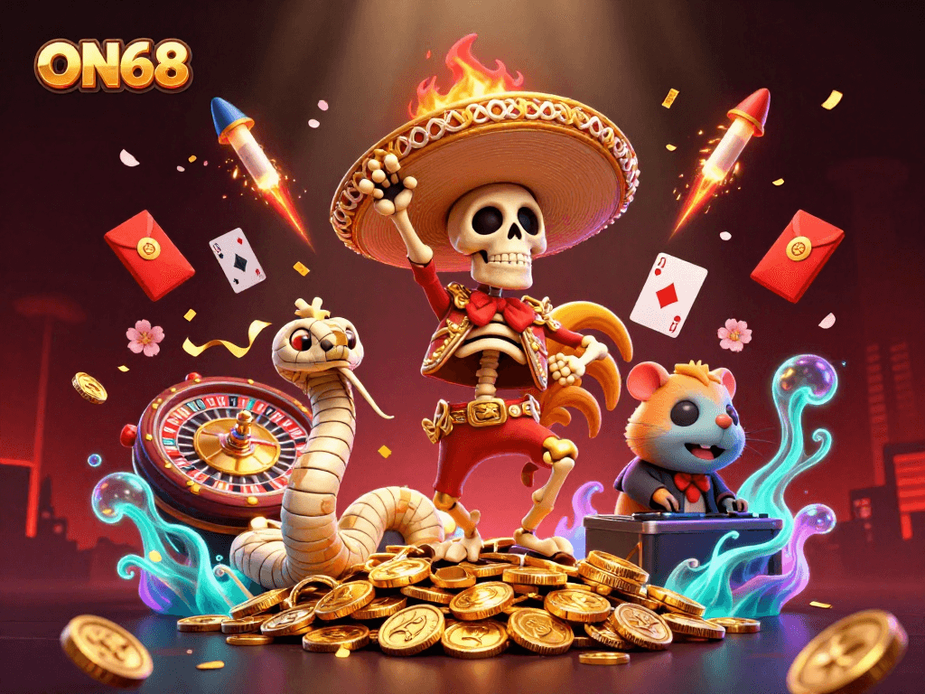 Win big with ON68's live casino experience featuring dynamic characters and vibrant themes.