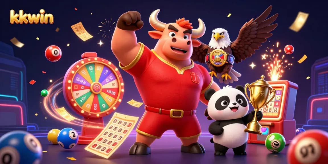 Experience thrilling wins with kkwin in this vibrant 3D scene of dynamic casino celebration.