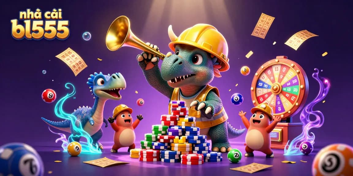 Experience exhilarating action at nhà cái bl555 with a vibrant celebration of casino-themed elements in an animated setting.