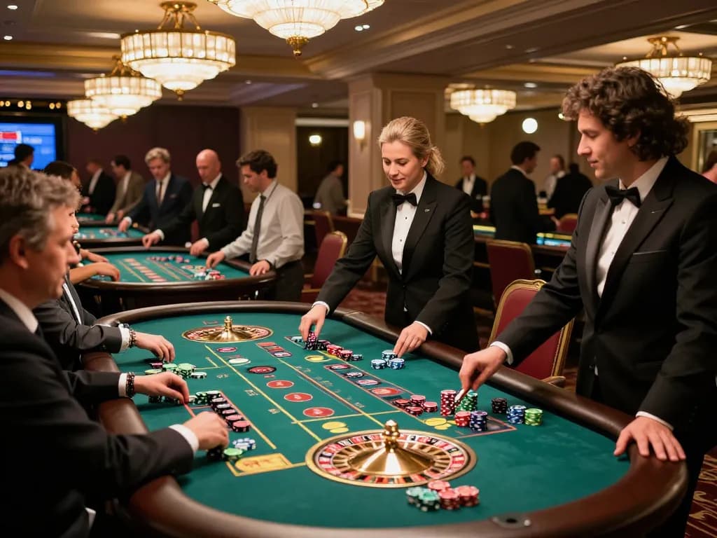 A lively roulette game at 32win1 casino, players eagerly placing bets with colorful chips.