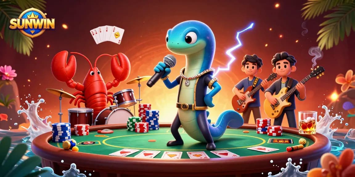 SUNWIN players enjoy an exciting poker scene with vibrant characters and gambling elements.