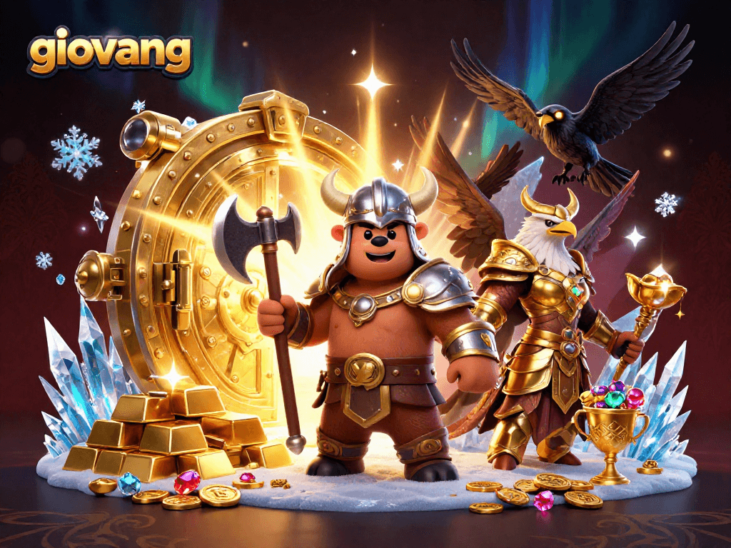 Experience thrilling excitement with giovang, a vibrant scene of Vikings and treasures in an epic casino setting.