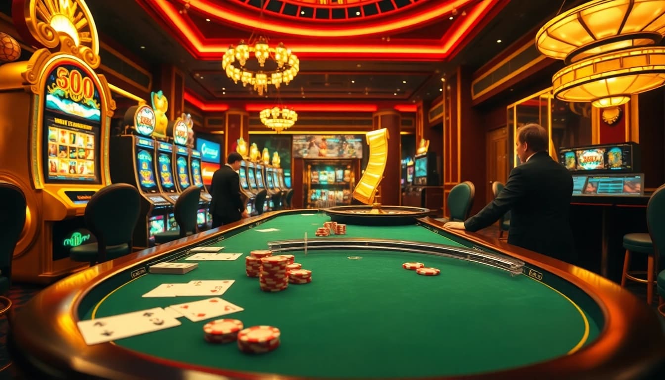 Experience the thrill of gambling with the okfun app at a luxurious casino table.