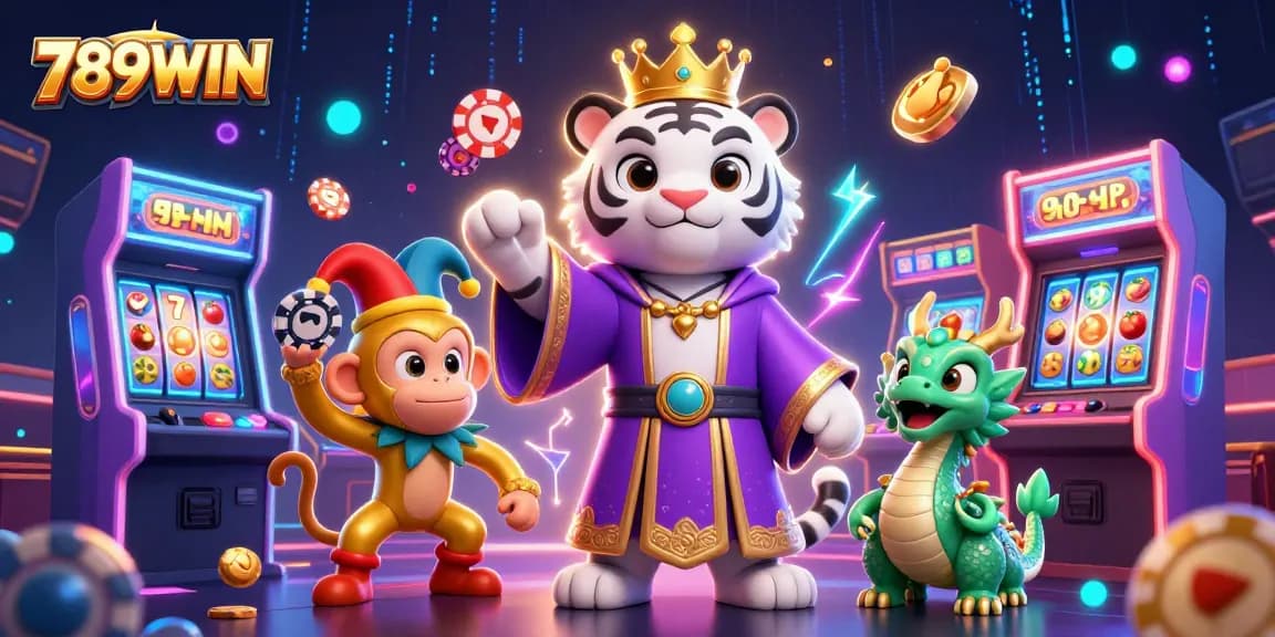 Experience thrilling gaming at 789WIN, showcasing an exciting 3D casino scene with vibrant characters.