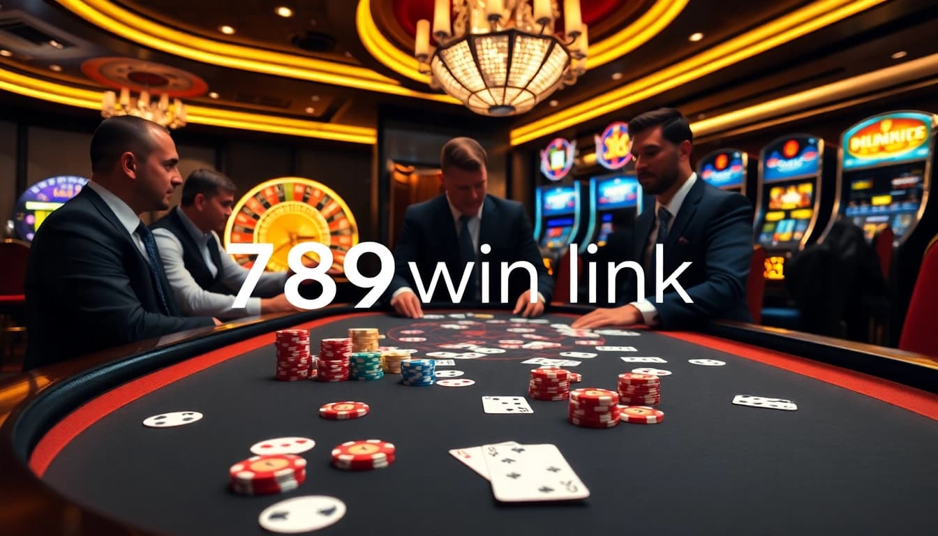 Engaging players enjoying a luxurious gaming session at 789win link casino, with poker chips and cards.