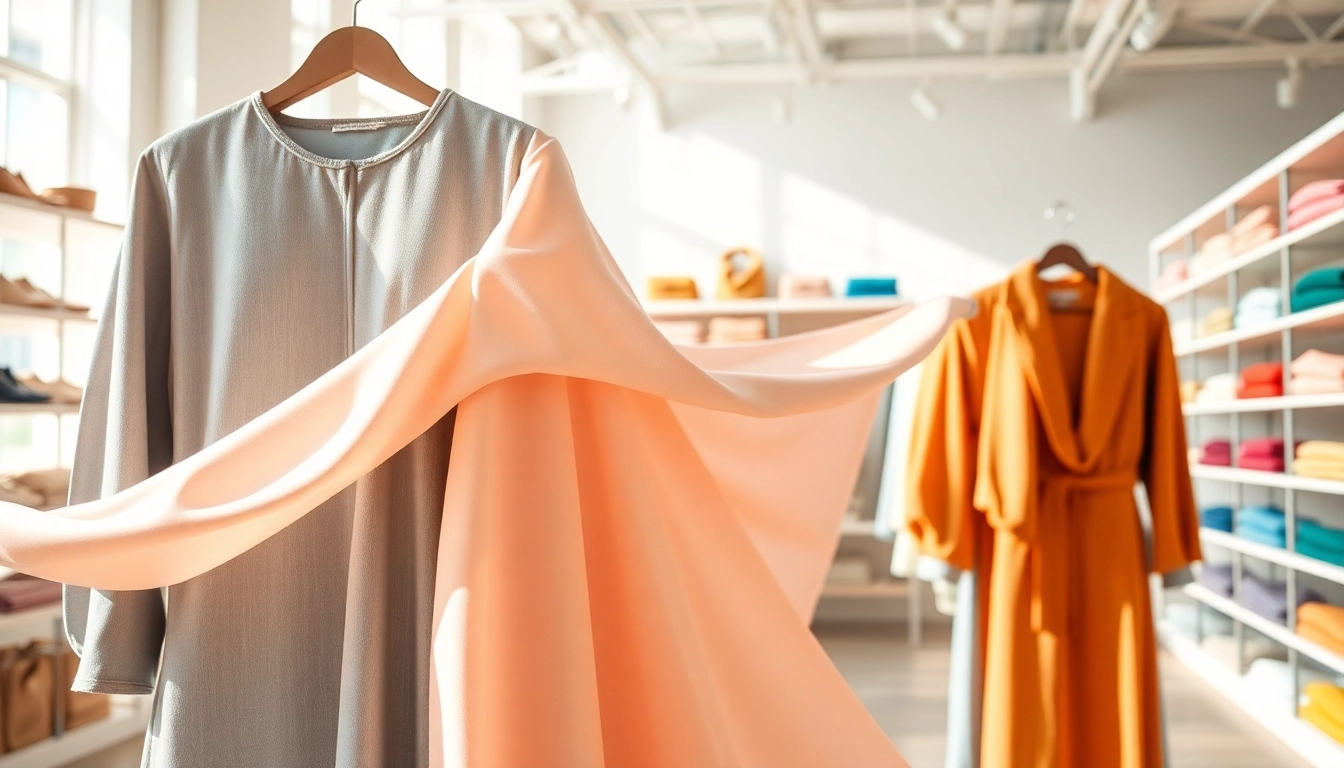 Viscose stof tentoonstellend met soepele texturen in een lichte showroom.