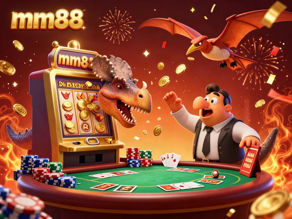 Experience thrilling moments with mm88 as creatures in a vibrant casino scene create jackpot excitement.