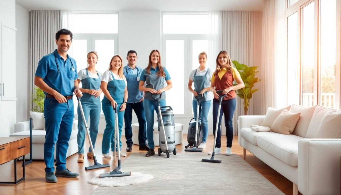 Experienced team providing cleaning services near me in a bright, modern home.