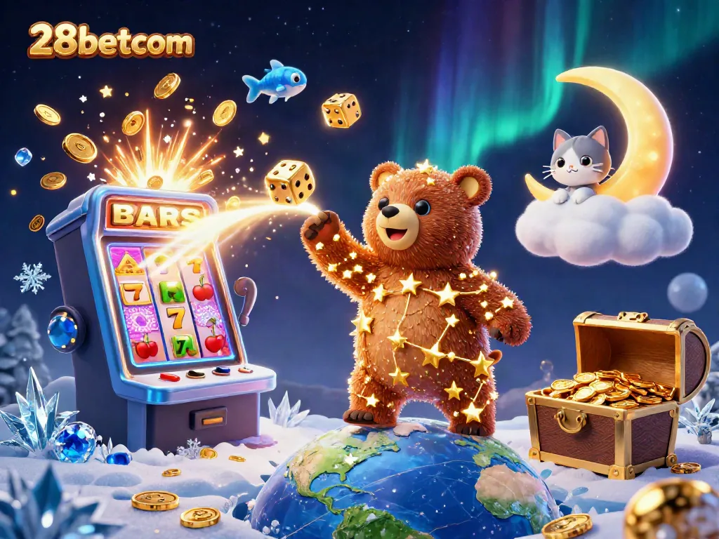 Experience thrilling wins with 28betcom in this vibrant casino illustration featuring classic symbols.