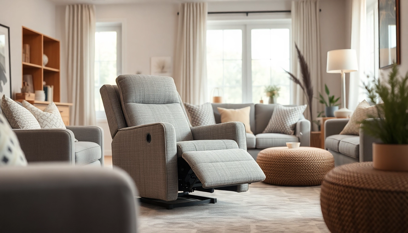 A comfortable recliner lift chair in a beautifully decorated living room, showcasing style.