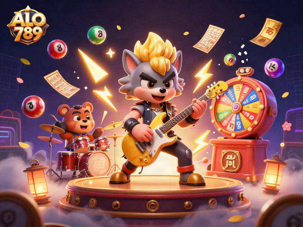 Experience the excitement of ALO 789 lottery with colorful balls and vibrant prizes in this dynamic scene.