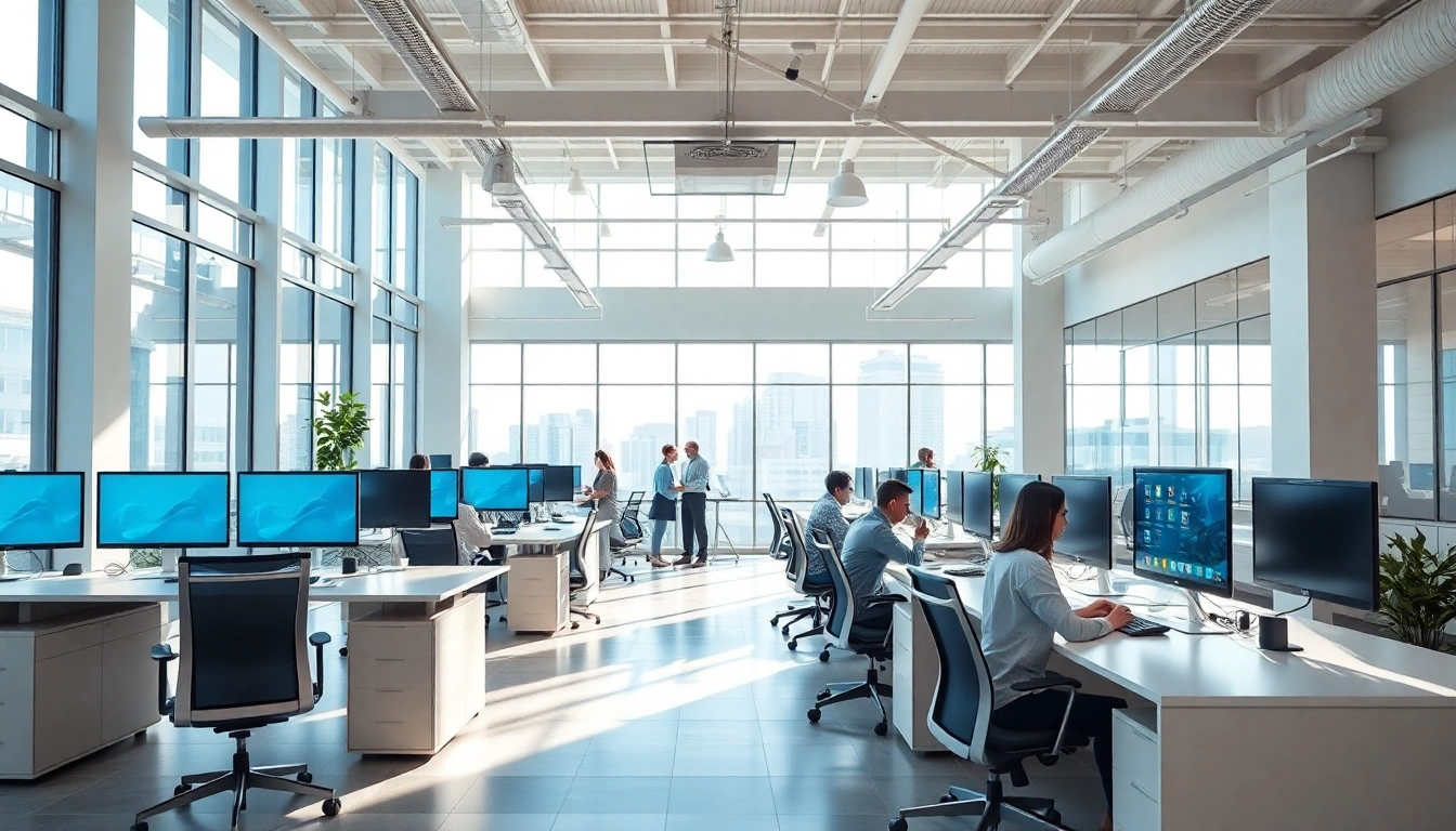 Enhance your communication with a cloud based phone system, showcased in a modern office environment.