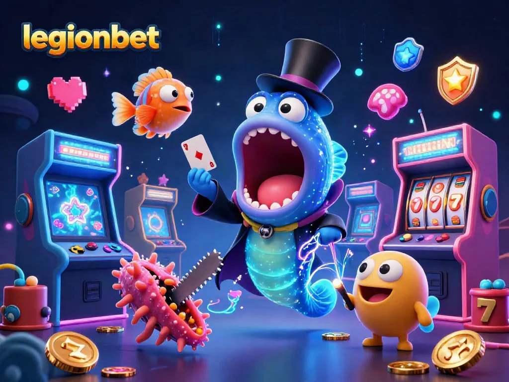 Engage in thrilling magic with legionbet as bioluminescent sea creatures perform in a vibrant casino setting.