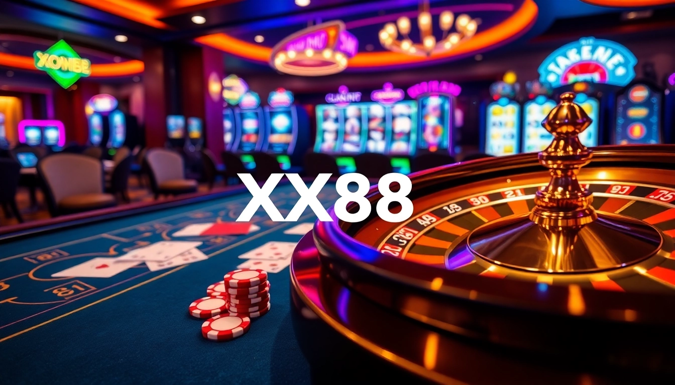 Experience the thrill of gaming at XX88's luxurious casino tables with professional dealers.