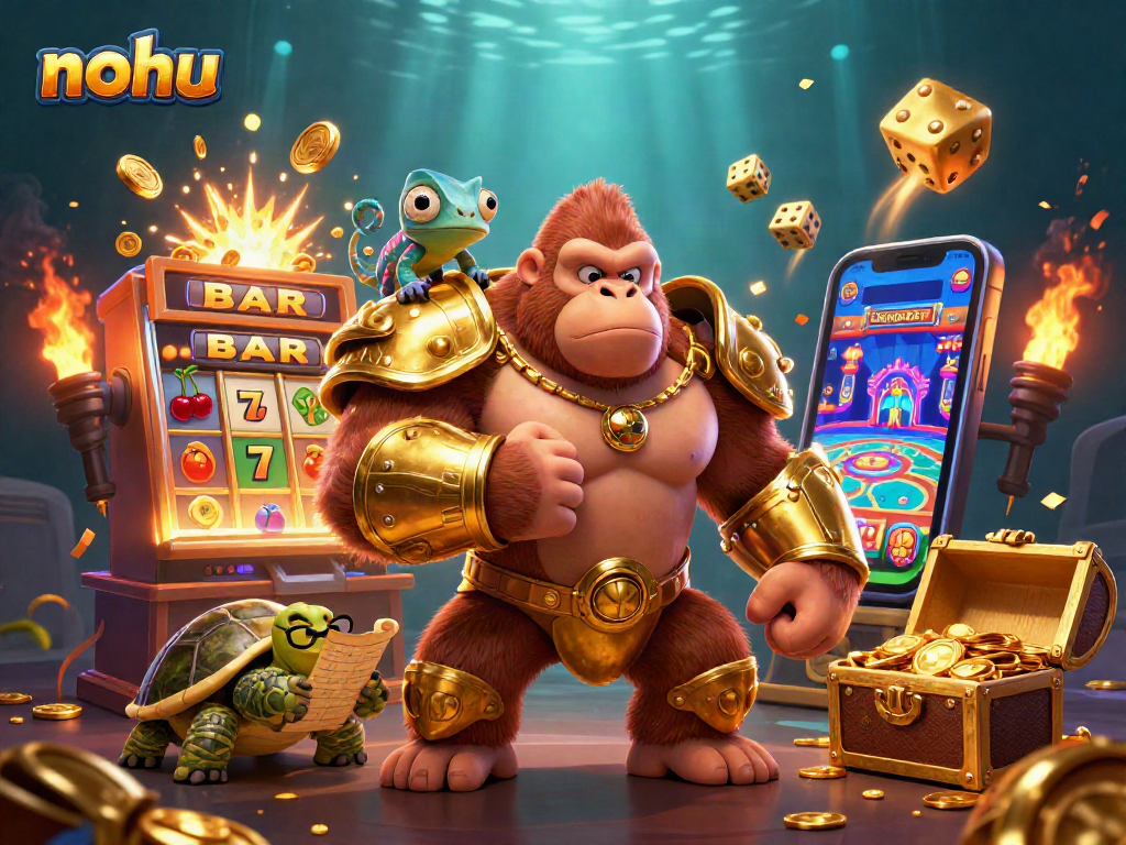 Nohu brings excitement to the slot machine scene with a powerful gorilla, chameleon, and tortoise