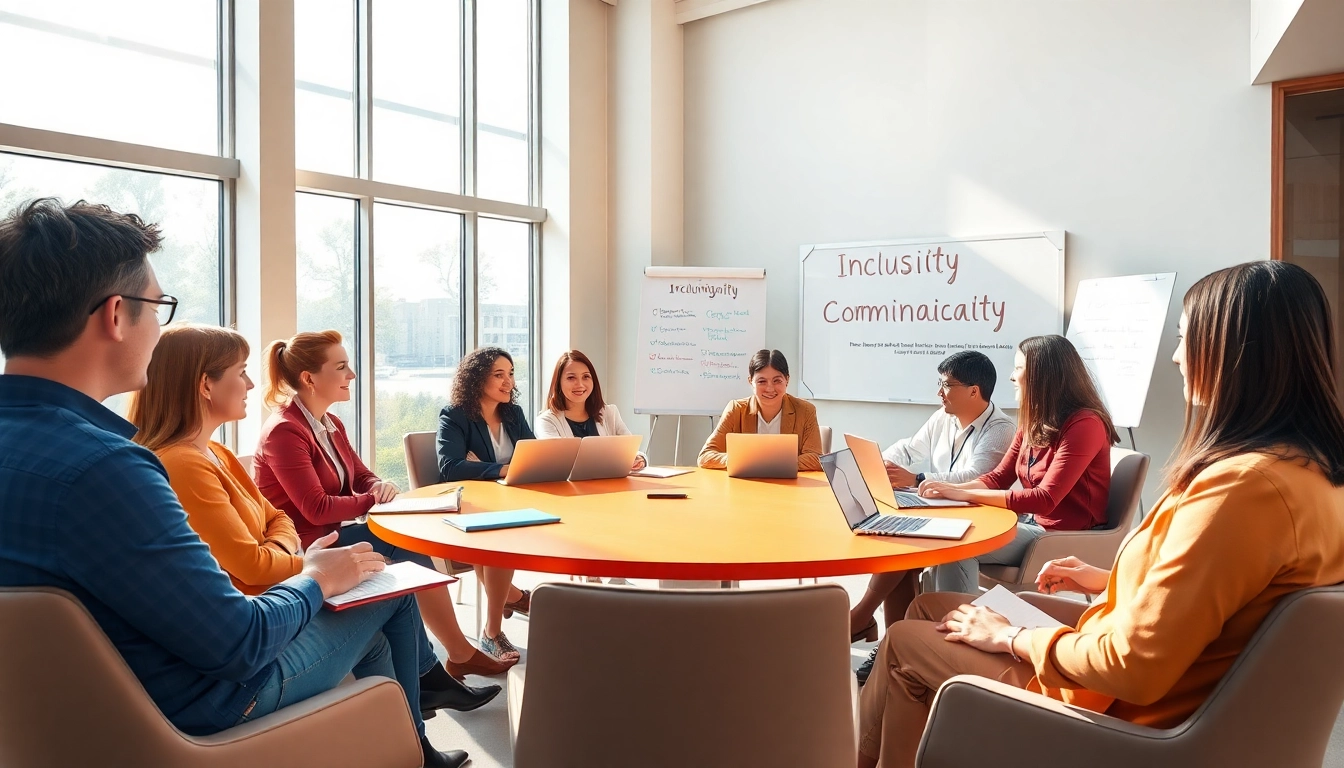 Team participating in inclusive communication training, fostering collaboration and diversity.