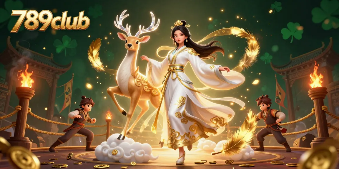 Engage with the vibrant world of 789club as beautiful characters and golden elements create a captivating casino atmosphere.