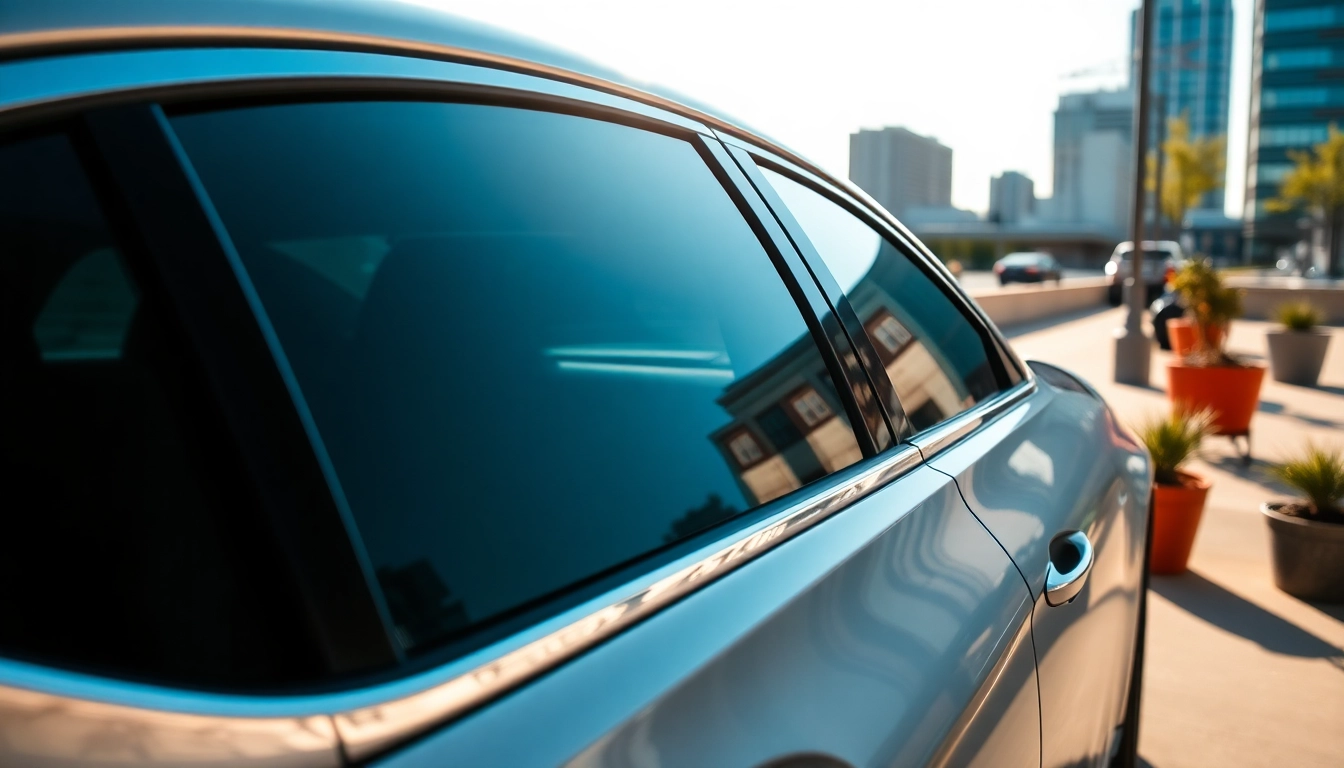 Enhance your ride with the best window tint Chattanooga TN, featuring sleek cars in a vibrant urban setting.