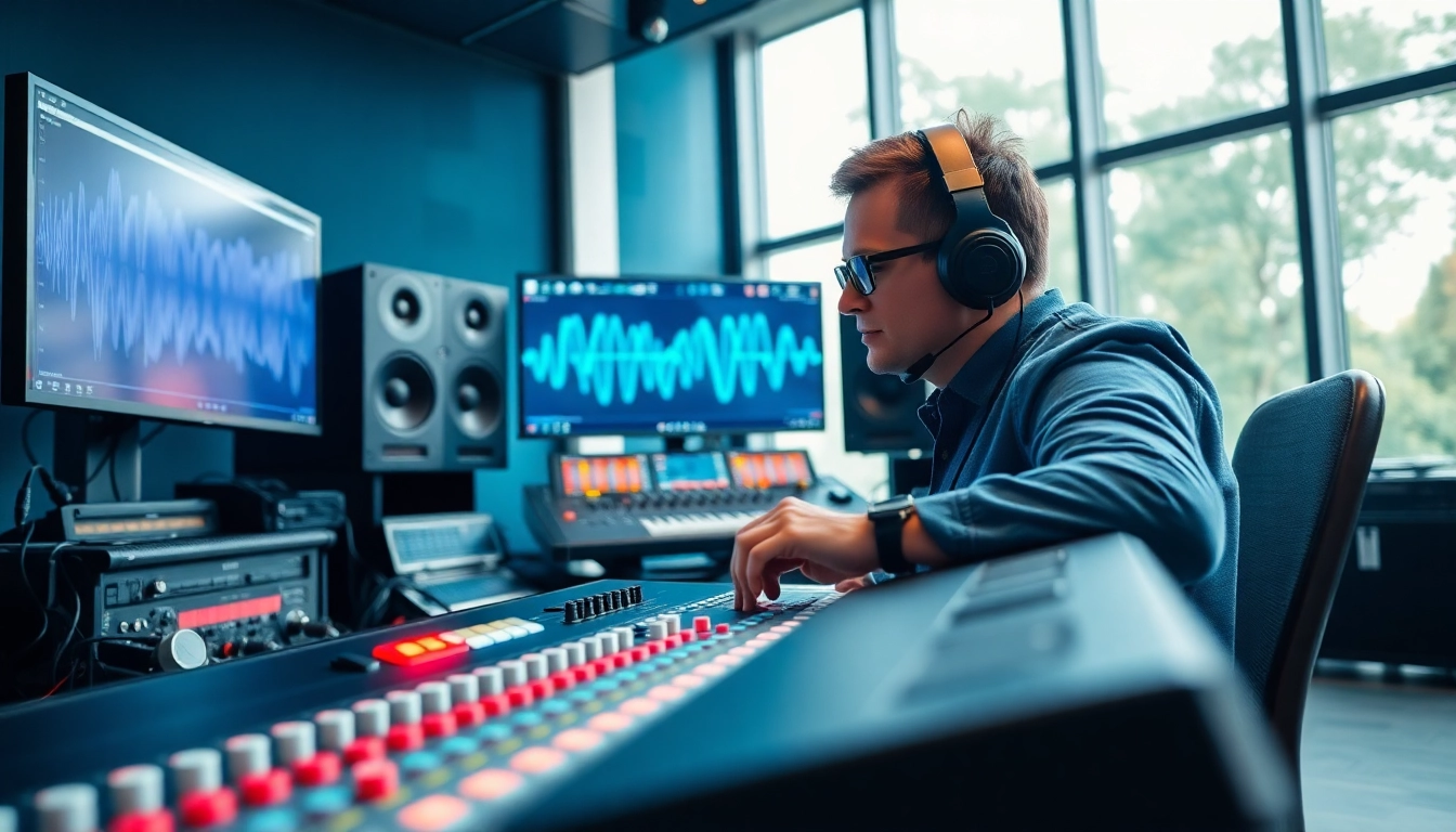 Enhance your music with online mastering services featuring a professional engineer at work.