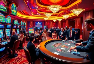 Experience the thrill of gaming at Trang chủ U888 with vibrant casino visuals showcasing excitement and luxury.