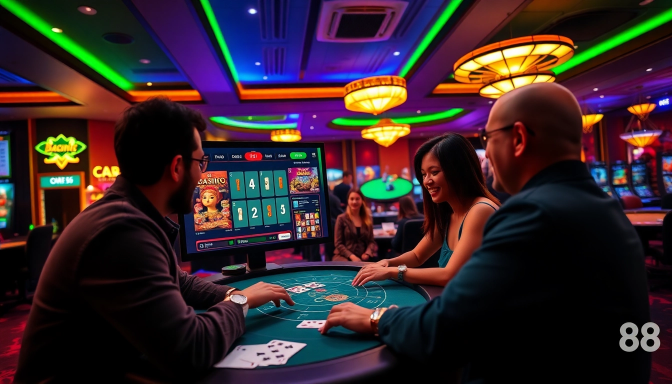 Online casino experience at good88.hu.net, showcasing players enjoying games in a vibrant, luxurious setting.