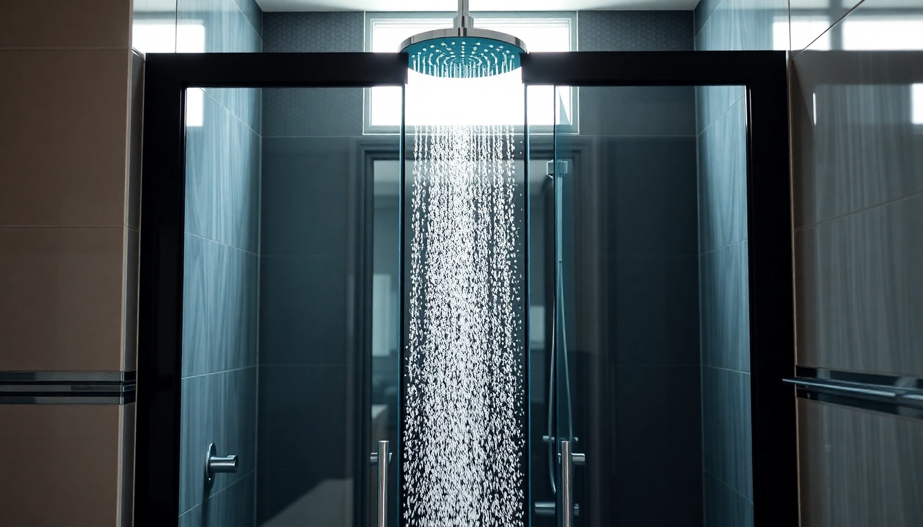 Admire stunning black frame shower doors enhancing a stylish bathroom design.