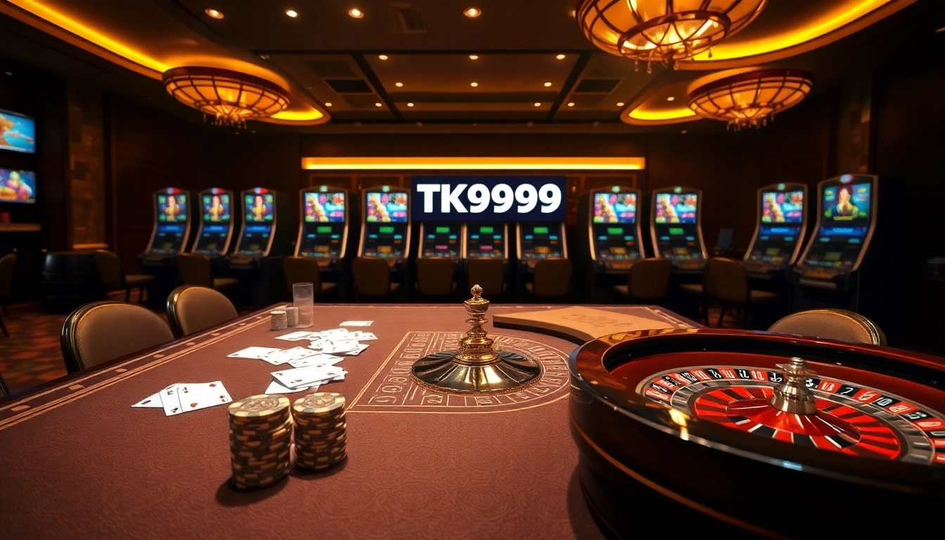 Engage with dynamic poker action at TK999 casino filled with inviting vibrant visuals and luxury.