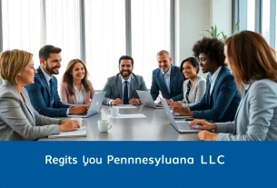 Register Pennsylvania LLC meeting with business professionals discussing company formation.