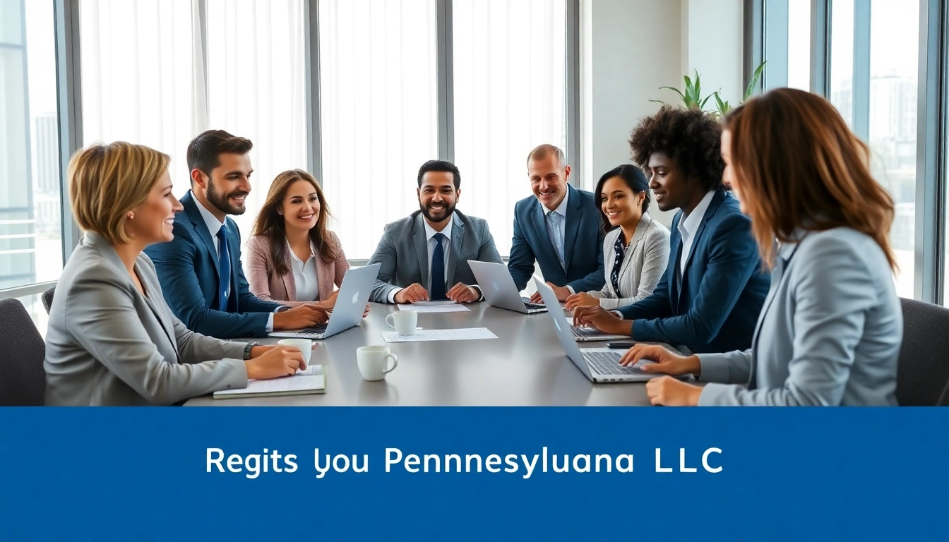 Register Pennsylvania LLC meeting with business professionals discussing company formation.