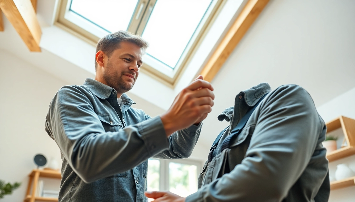 Expert technician performing Velux repairs on a skylight, showcasing quality service and attention to detail.