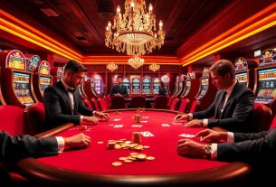 Excited players strategizing at the poker table inspired by https://mm66i.com/.