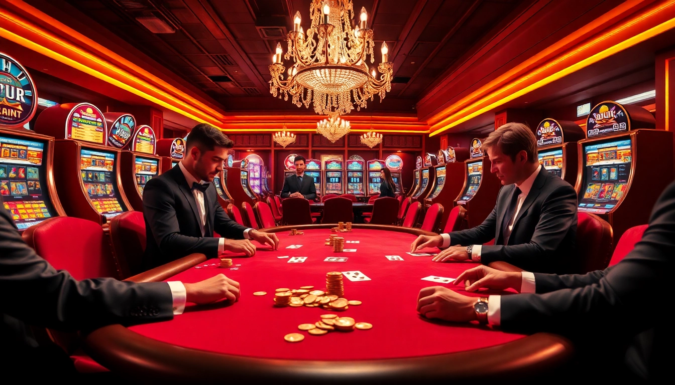 Excited players strategizing at the poker table inspired by https://mm66i.com/.