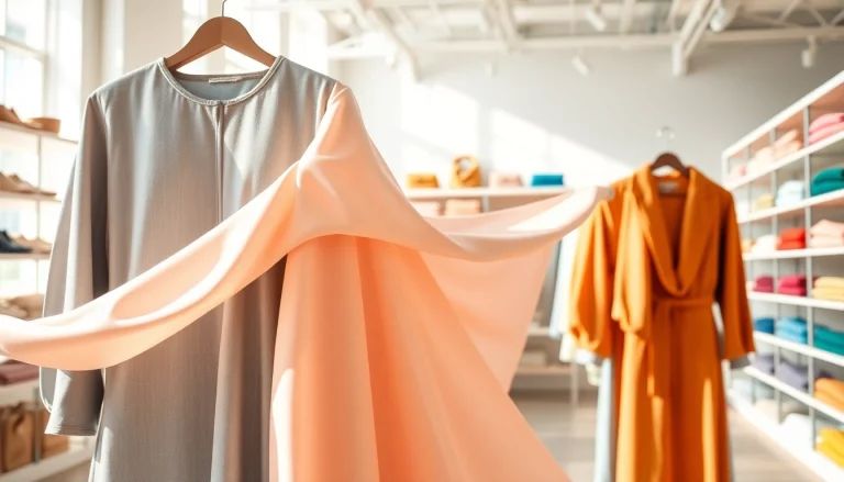 Viscose stof tentoonstellend met soepele texturen in een lichte showroom.