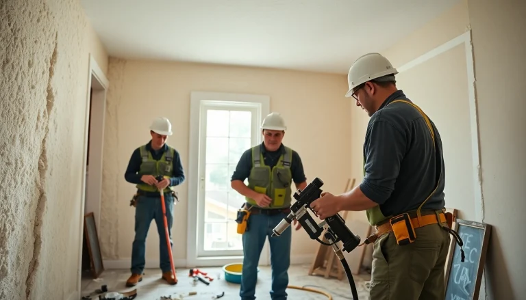 Expert spray foam removal specialists performing insulation removal in a tidy work environment.