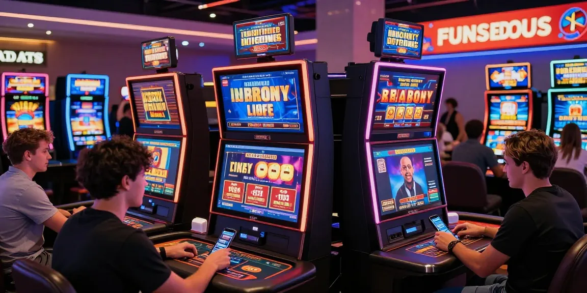 Players exploring new online casino sites with vibrant graphics and engaging promotions in a modern casino environment.