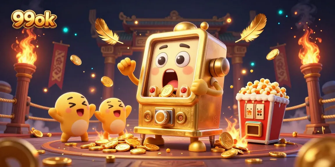 99ok slot machine celebrates a jackpot, showcasing immersive casino action with vibrant graphics.
