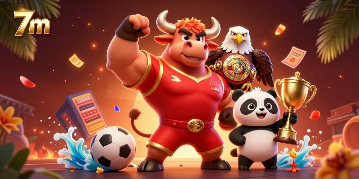 Experience fast-paced action with 7m as a bull mascot celebrates winning in this vibrant casino scene.