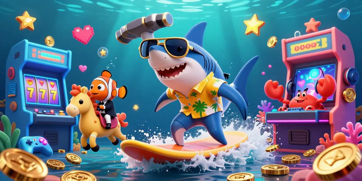 Experience thrilling slots with 888to1's vibrant underwater casino adventure of a hammer-head shark and friends.