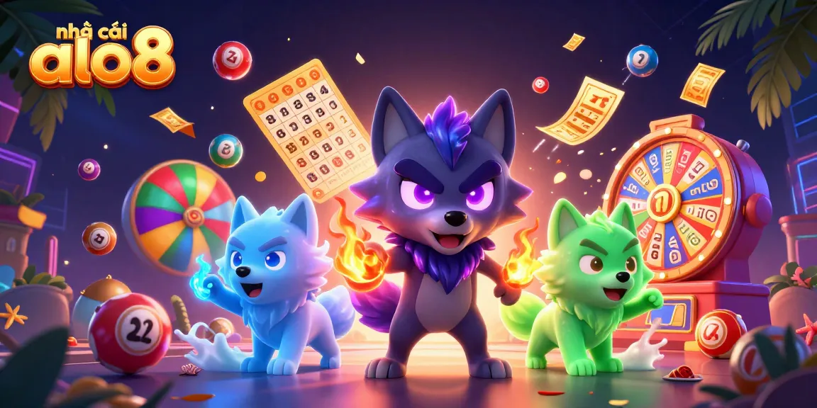 Join the excitement at nhà cái alo8 with vibrant lottery elements in this action-packed casino illustration.